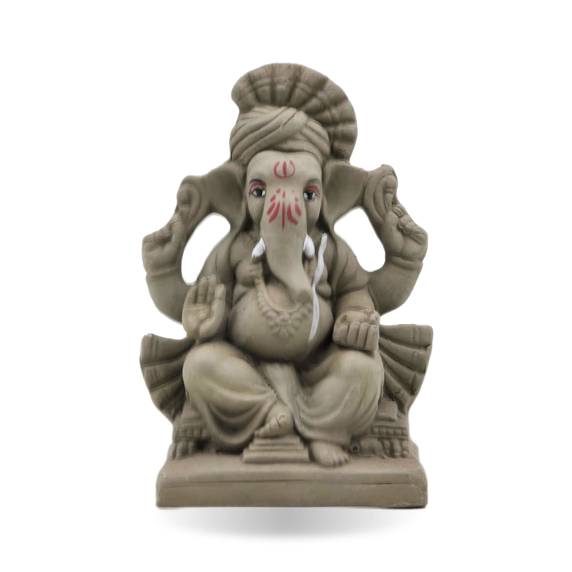 Eco-Friendly Handmade Clay Ganesh Idol — 6″ Plain
