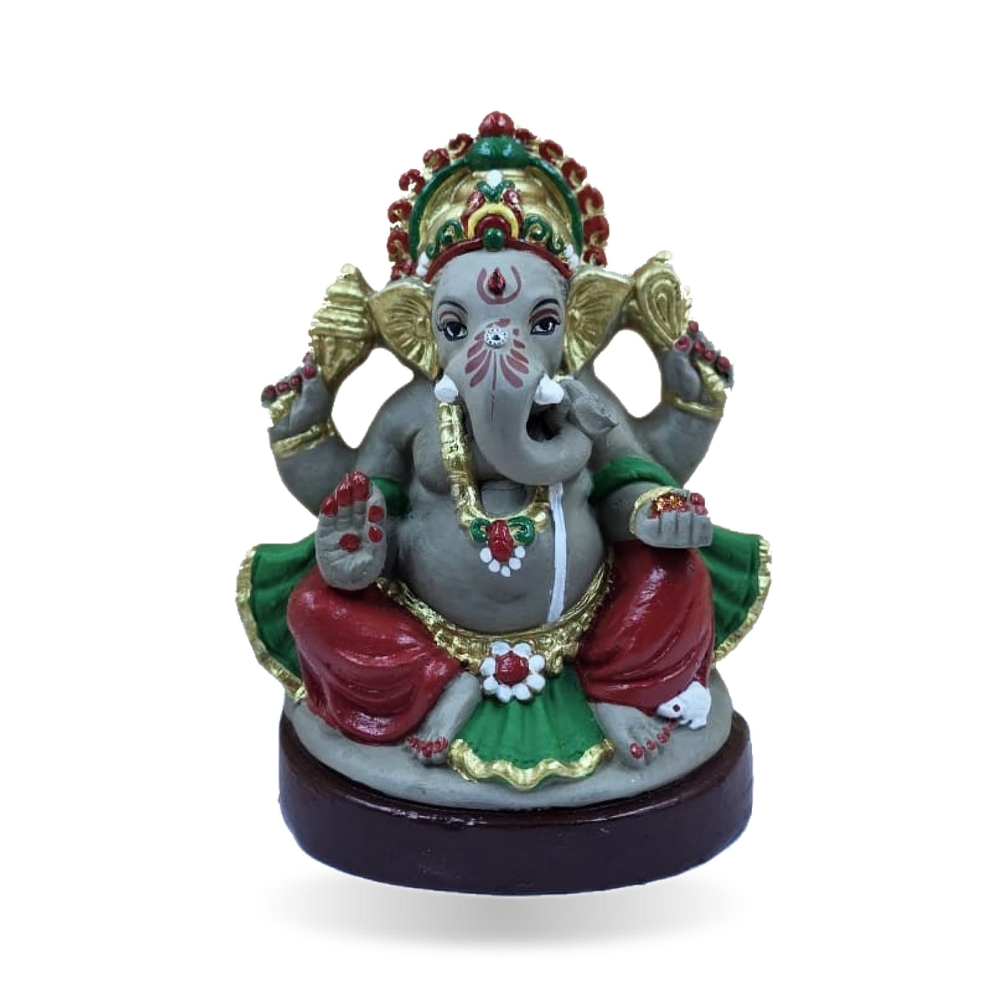 Eco-Friendly Handmade Clay Ganesh Idol — 6″ Painted